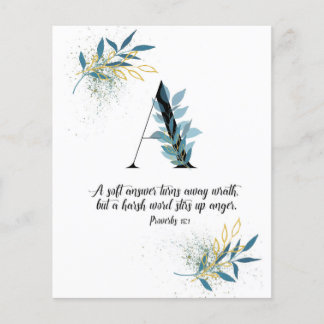 Proverbes 15:1, Lettre A, Carte d'écriture aquarel