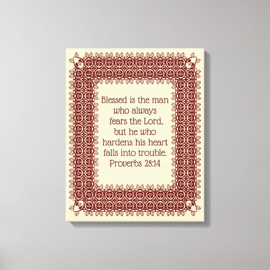 Proverbes 28:14 Écriture Biblique 2 Toile Décorée (Recto)