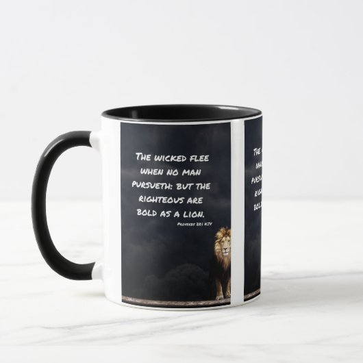 Proverbes 28:1 KJV Bible Écriture Mug à deux tons (Gauche)