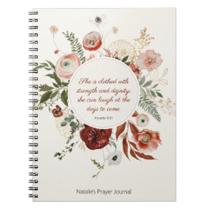 Proverbes 31:25 Blush rose floral journal de prièr
