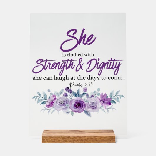 Proverbes 31:25 Force et Dignité Fleur pourpre (Recto)