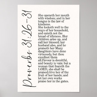 Proverbes 31 26 Impression d'art mural typographiq