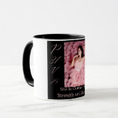 Proverbes 31 Femme Noir et rose avant café Mug (Devant gauche)