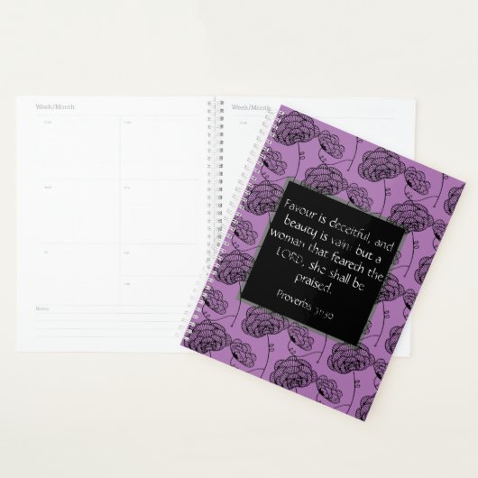 Proverbes 31 Femme Purple Floral Christian Planner (Devant avec enveloppe)