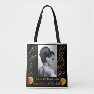 Proverbes 31 Femme Sac fourre-tout noir et jaune
