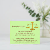 Proverbes 3:27-28 Bible Verse carte mémoire (Debout devant)