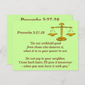 Proverbes 3:27-28 Bible Verse carte mémoire (Devant / Derrière)