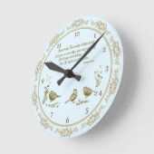 Proverbes 3:5-6 Horloge murale avec oiseaux, Fleur (Angle)