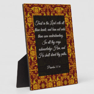 Proverbes 3:5-6 Plaque avec de l'Easel