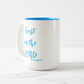 Proverbes 3:5 Confiance dans le Seigneur Bleu Mug  (Devant gauche)