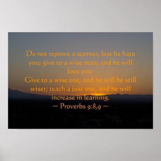 Proverbes 9:8, 9 Poster (Devant)