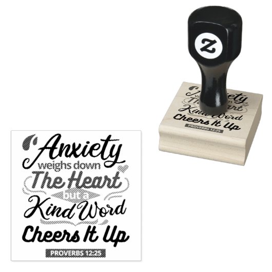 Proverbs 12:25 Bible Verse – Kind Word Art Rubberstempel (Gestempeld)