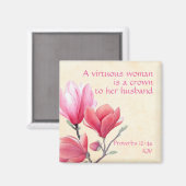 Proverbs 12:4a - Een heilzame vrouw kroon op man Magneet (Voorkant / Achterkant)