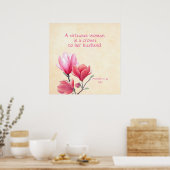 Proverbs 12:4a - een heilzame vrouw kroon op man poster (Keuken)