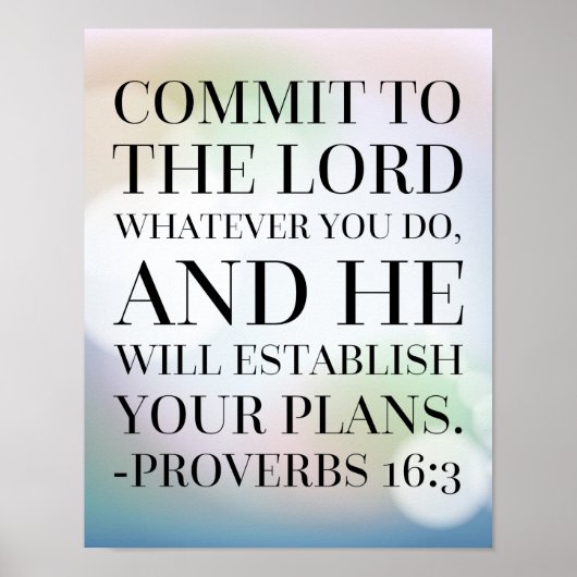 Proverbs 16:3 Bijbelcitaat Poster (Voorkant)