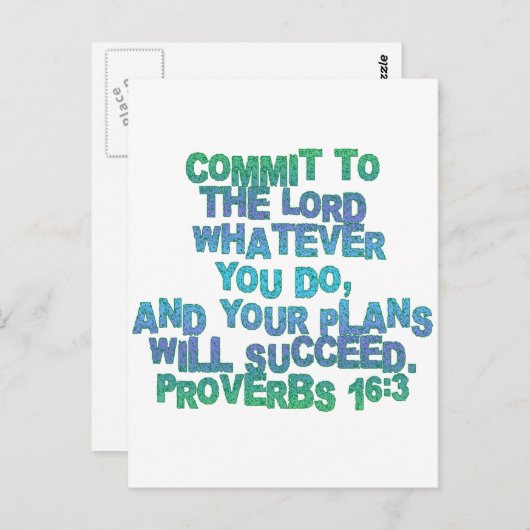 Proverbs 16:3 briefkaart (Voorkant / Achterkant)