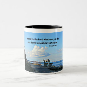Proverbs 16:3 Commit zich aan de Heer wat u ook do Tweekleurige Koffiemok