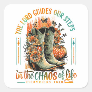 Proverbs 16:9 vierkante sticker