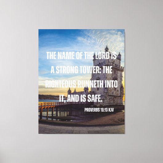 Proverbs 18:10 Bijbelverse canvas wandkunst Afdruk (Voorkant)