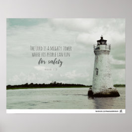 Proverbs 18:10 - Hij is een machtige toren. Poster