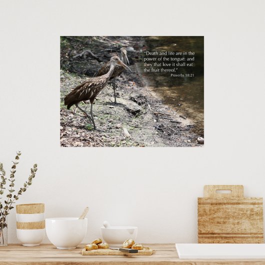 Proverbs 18:21 Afdrukken van scripts Poster (Keuken)