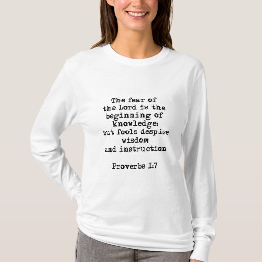Proverbs 1:7| De angst van de Heer T-shirt (Voorkant)