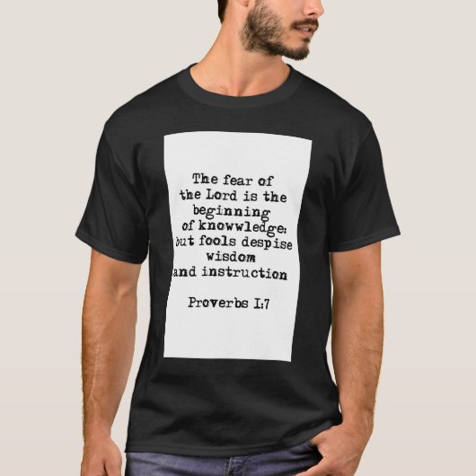 Proverbs 1:7| De angst van de Heer T-shirt (Voorkant)