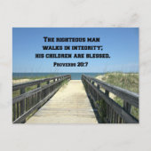 Proverbs 20:7 Het juiste man loopt in integriteit Briefkaart (Voorkant)