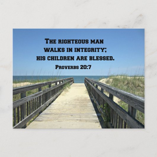 Proverbs 20:7 Het juiste man loopt in integriteit Briefkaart (Voorkant)