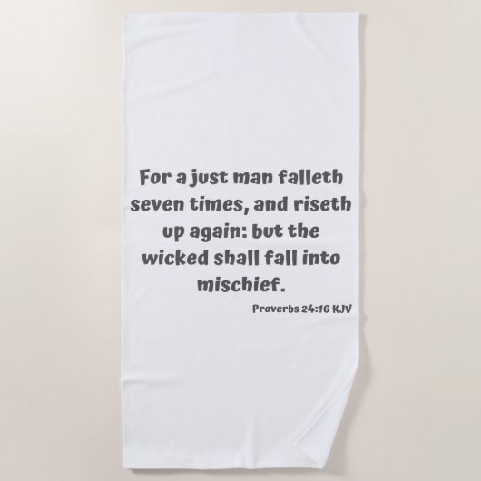Proverbs 24:16 KJV Bijbelversie-scripts Strandlaken (Voorkant)