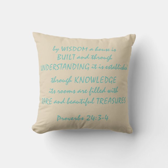 Proverbs 24:3-4 Polyester Sierkussen 16 x 16 inch (Voorkant)