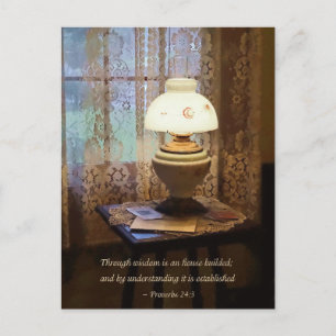 Proverbs 24 3 via het Wisdom is een huis gebouwd Briefkaart
