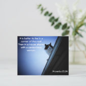 Proverbs 25 24 Kat op een dakje Briefkaart (Staand voorkant)