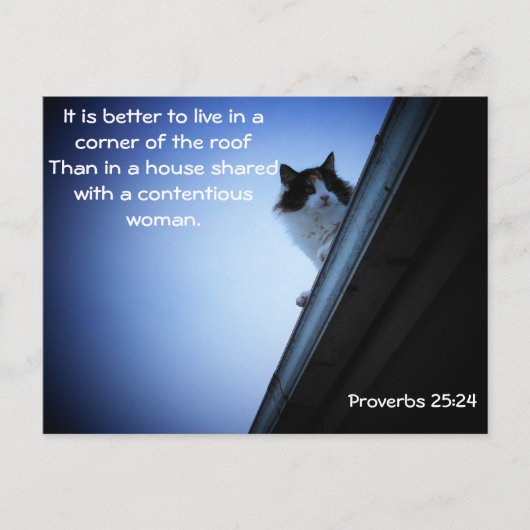 Proverbs 25 24 Kat op een dakje Briefkaart (Voorkant)