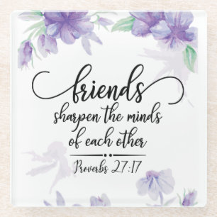 Proverbs 27:17 Vrienden verscherpen de Minds Glazen Onderzetter