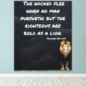 Proverbs 28:1 Bijbelverse lion Canvas wandkunst (Insitu (Houten vloer))