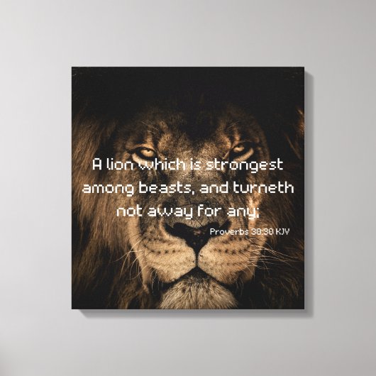 Proverbs 30:30 Bijbelse lion Canvas Art Afdruk (Voorkant)