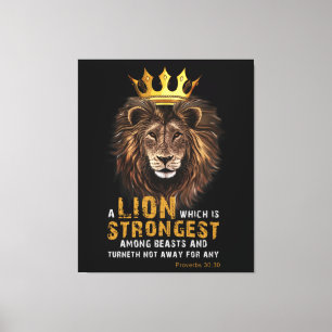 Proverbs 30:30 Bijbelse lion Canvas Art Afdruk