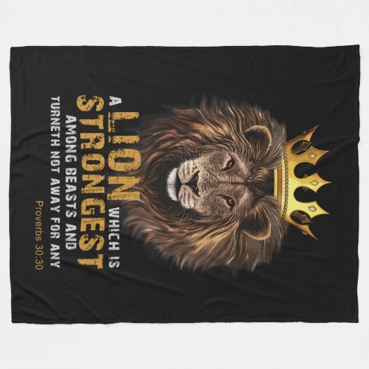 Proverbs 30:30 KJV Bijbelscriptcitaat voor scripts Fleece Deken (Voorkant (Horizontaal))