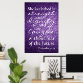 Proverbs 31:25 Bijbelvers Poster (Thuiskantoor)