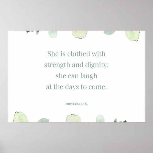 Proverbs 31:25, Bijbelversie afdrukken, stevig Poster (Voorkant)