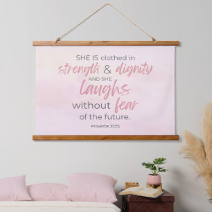Proverbs 31:25 Bijbelwandtapijten Hangend Wandkleed