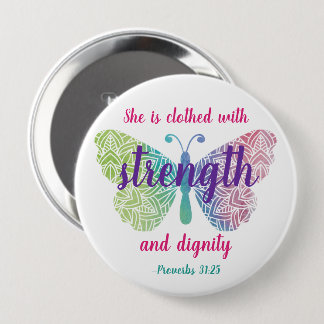 Proverbs 31:25 Met schroefdraad bekleed Ronde Button 4,0 Cm