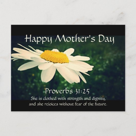 Proverbs 31:25, Moederdag, White Daisy Custom Briefkaart (Voorkant)