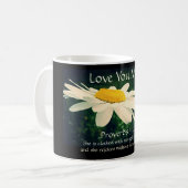 Proverbs 31:25, Moederdag, White Daisy Custom Koffiemok (Voorkant links)