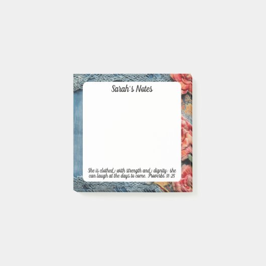 Proverbs 31:25 Notes Bible Verse Floral  (Voorkant)