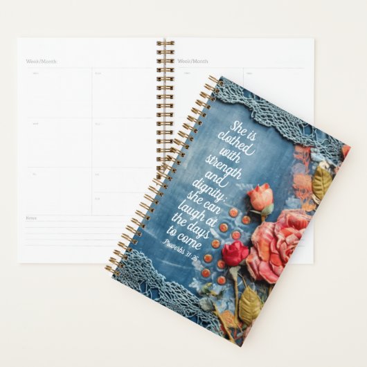 Proverbs 31:25 Planner Inspiring Bible Verse (Display)