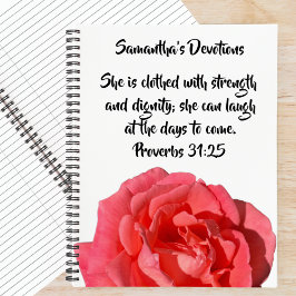 Proverbs 31:25 Red Rose Christian Custom Devotion Notitieboek