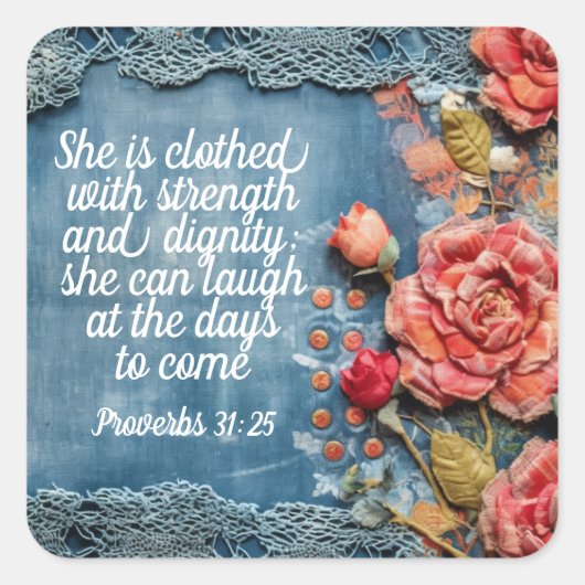 Proverbs 31:25 Sticker Inspiring Bible Verse (Voorkant)