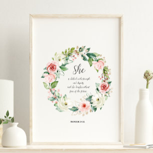 Proverbs 31:25 Ze is voorzien van een sterk Poster